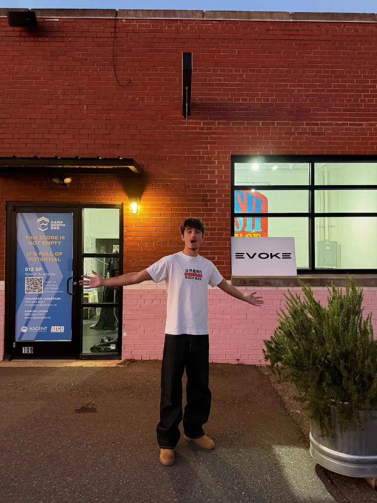 The EVOKE storefront at Camp North End